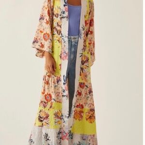 Anthropologie tiered floral kimono dress
